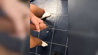 Shooting a huge load at the gym bathroom