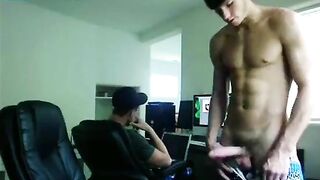 Showing my huge cock to my straight friend