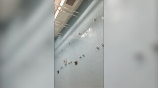 Hot stud masturbating while taking a shower at the gym
