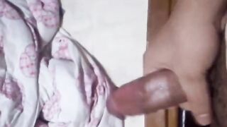 Stroking my huge veiny cock early in the morning