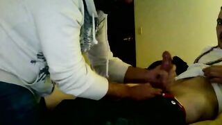 Horny black thug eating a big cock black