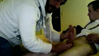 Horny black thug eating a big cock black