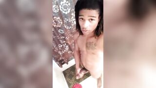 Cute young brotha shows off his big cock