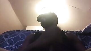 Horny guy jacking his long dark dick solo