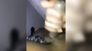 black  rubbing his smooth long cock solo
