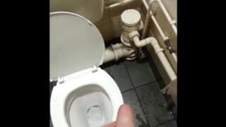 Pissing everywhere like a dog in a public toilet