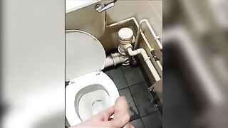 Pissing everywhere like a dog in a public toilet