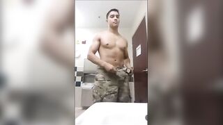 Beautiful latin soldier doing a solo show