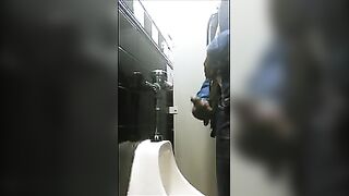 I found a huge cock masturbating in the public toilets