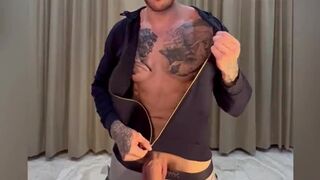 Hot tattooed stud showing his delicious long tatsy cock