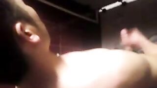 Exhibitionist caught wanking in a toilet