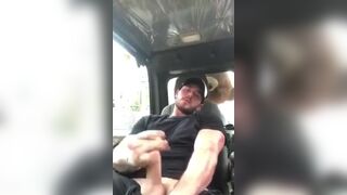 Guy jerking off while doing construction work gets caught