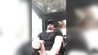 Guy jerking off while doing construction work gets caught