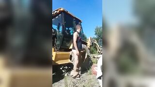 Contruction worker slams his hole on the job site