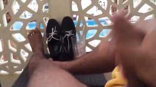 Handjob by the hotel pool