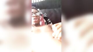 Horny nigga spitting a huge load on his face
