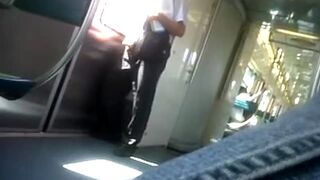 Filthy perv flashes me his cock on the train