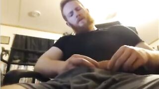 Huge redheaded bear jerks off his huge cock