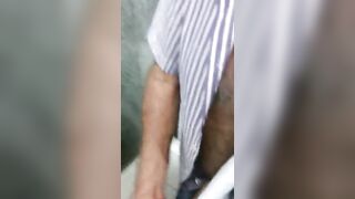 I caught a old exhibitionist masturbating in the bathroom and suck my cock