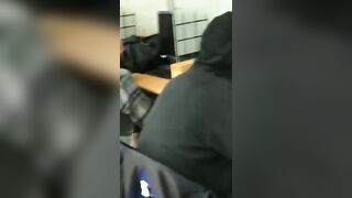 Dude using a library computer to jerk off
