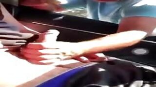 Old dude jerks me off through the car window