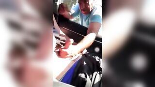 Old dude jerks me off through the car window