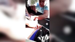 Old dude jerks me off through the car window