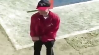 Crazy fuck playing pocket pool at a football game