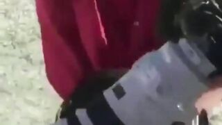 Crazy fuck playing pocket pool at a football game