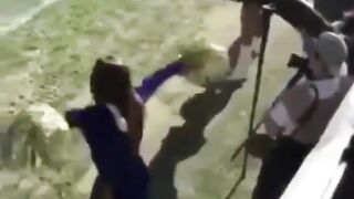 Crazy fuck playing pocket pool at a football game