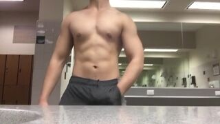 Masturbating in the gym's restroom