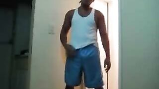 Latin thug jerking off infront of his neighbor's door