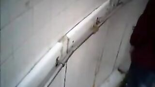 Spying on guys masturbating in a public toilet