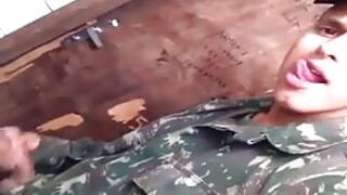 Soldier boy beats out a nice load