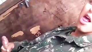 Soldier boy beats out a nice load