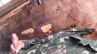 Soldier boy beats out a nice load